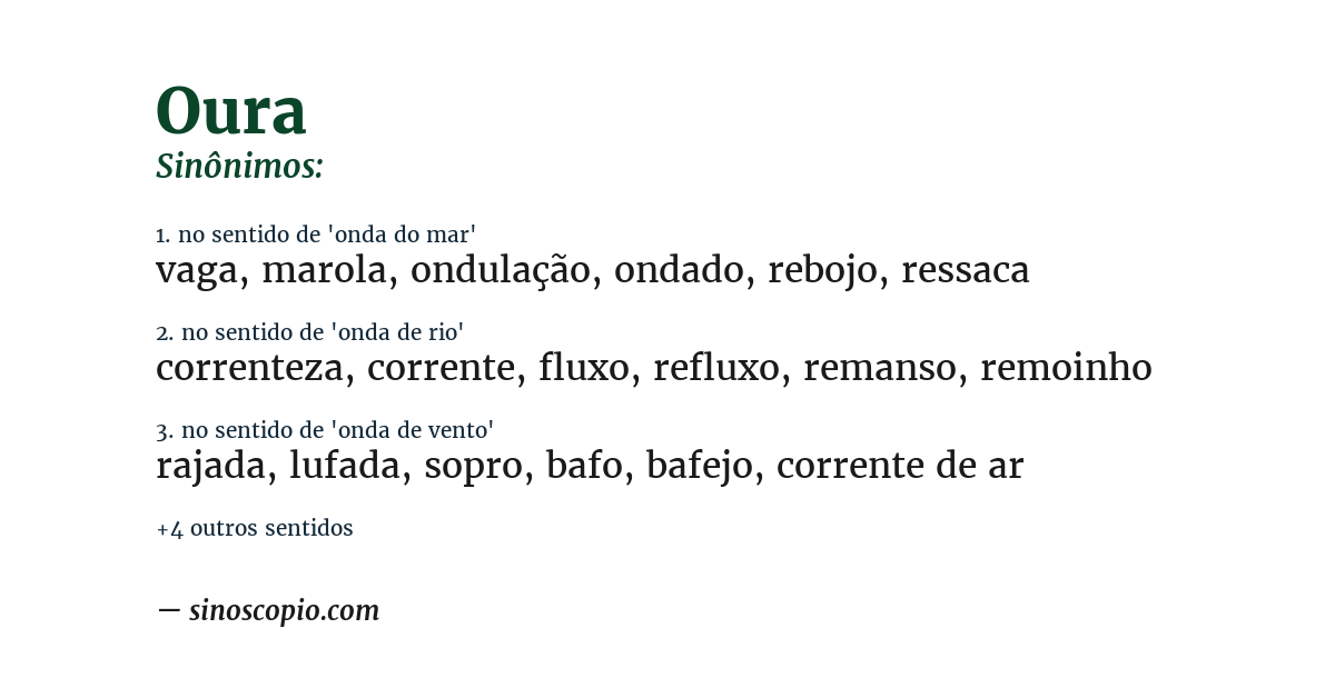 Sinônimo de oura