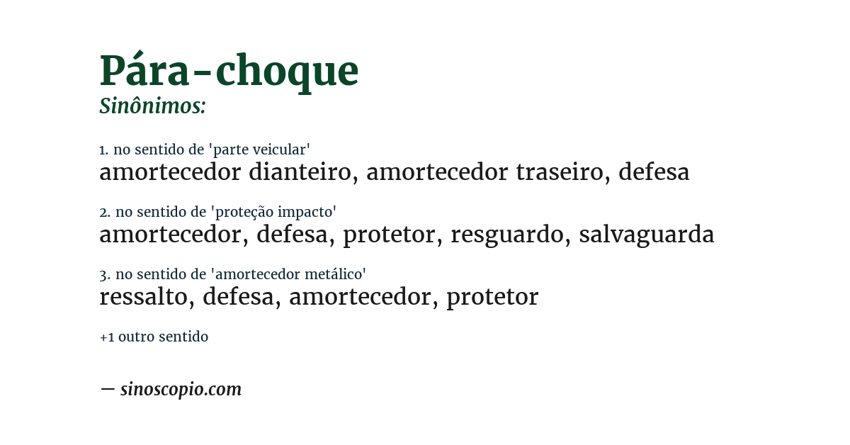 Sinônimo de pára-choque