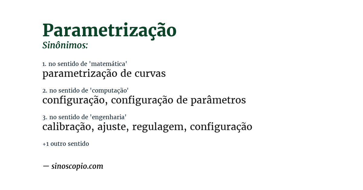 Sinônimo de parametrização