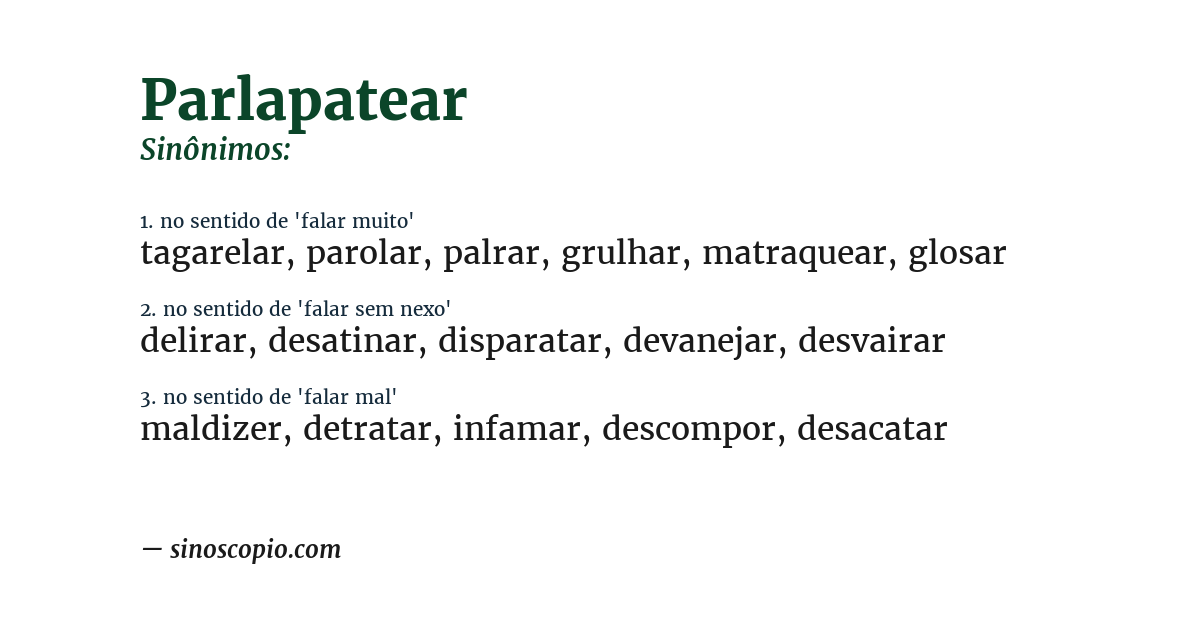 Sinônimo de parlapatear