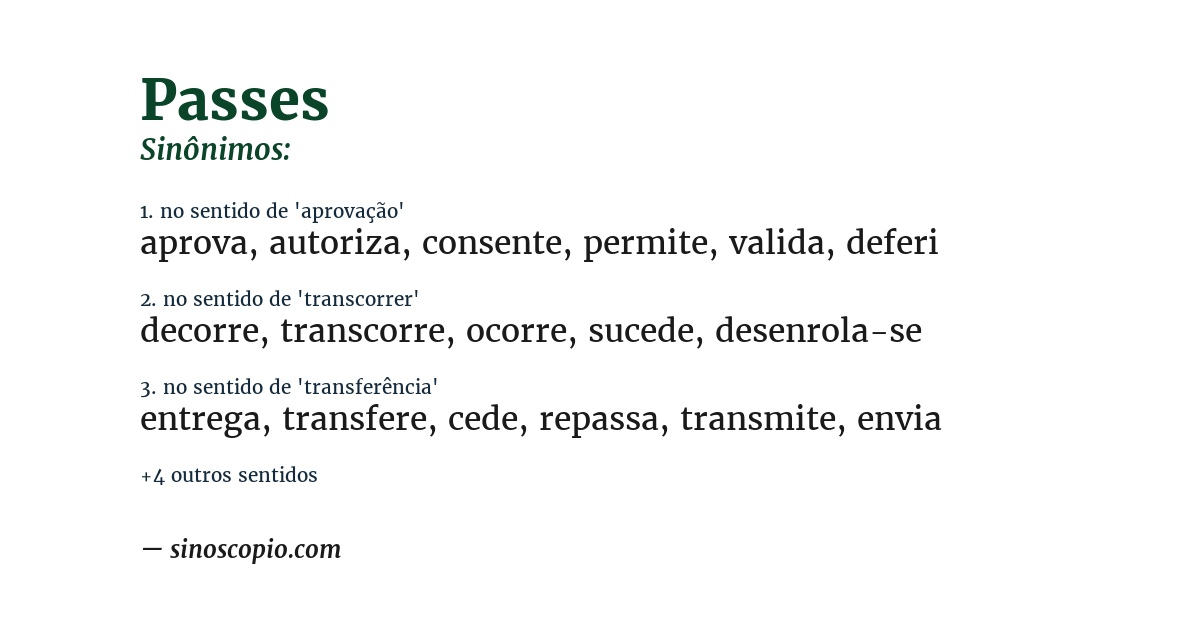 Sinônimo de passes