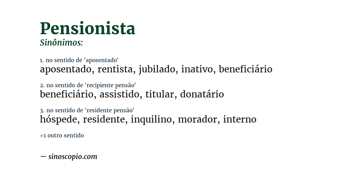 Sinônimo de pensionista