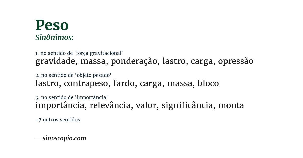 Sinônimo de peso