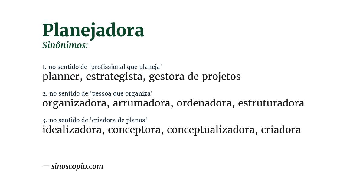 Sinônimo de planejadora