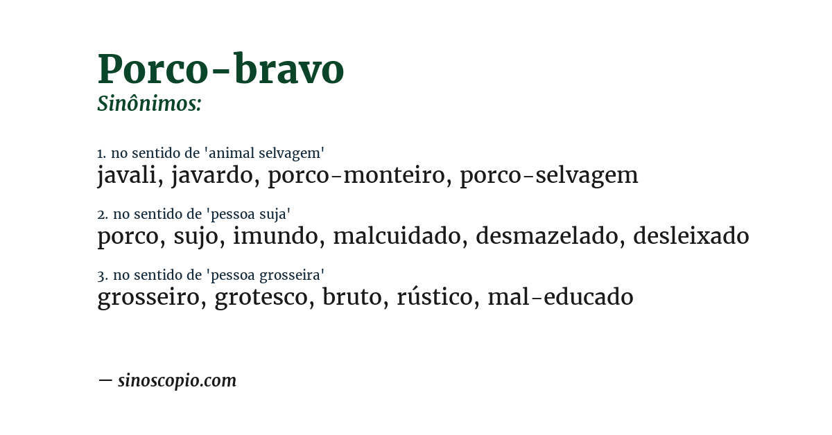 Sinônimo de porco-bravo