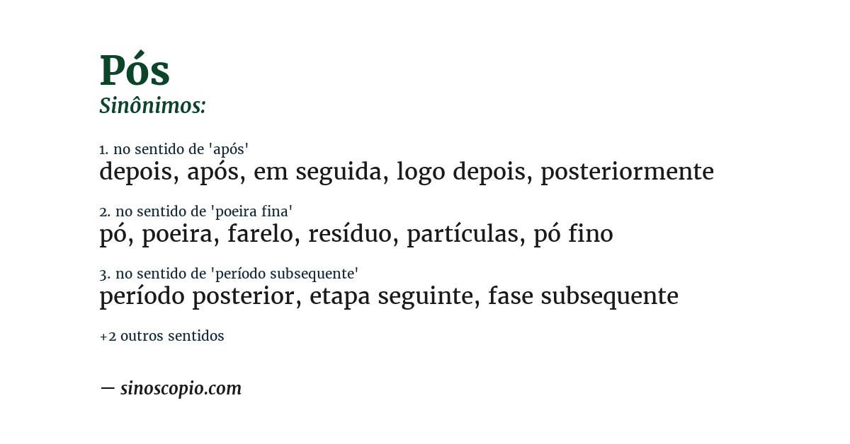 Sinônimo de pós