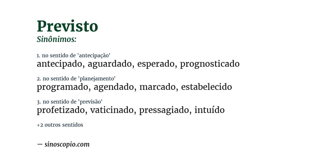 Sinônimo de previsto