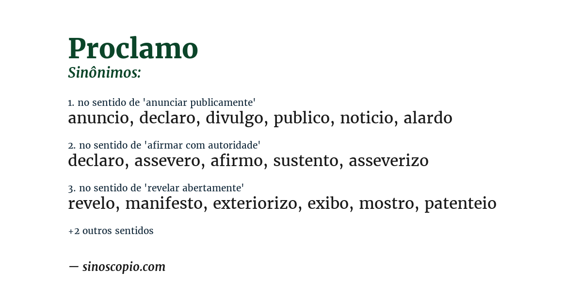 Sinônimo de proclamo