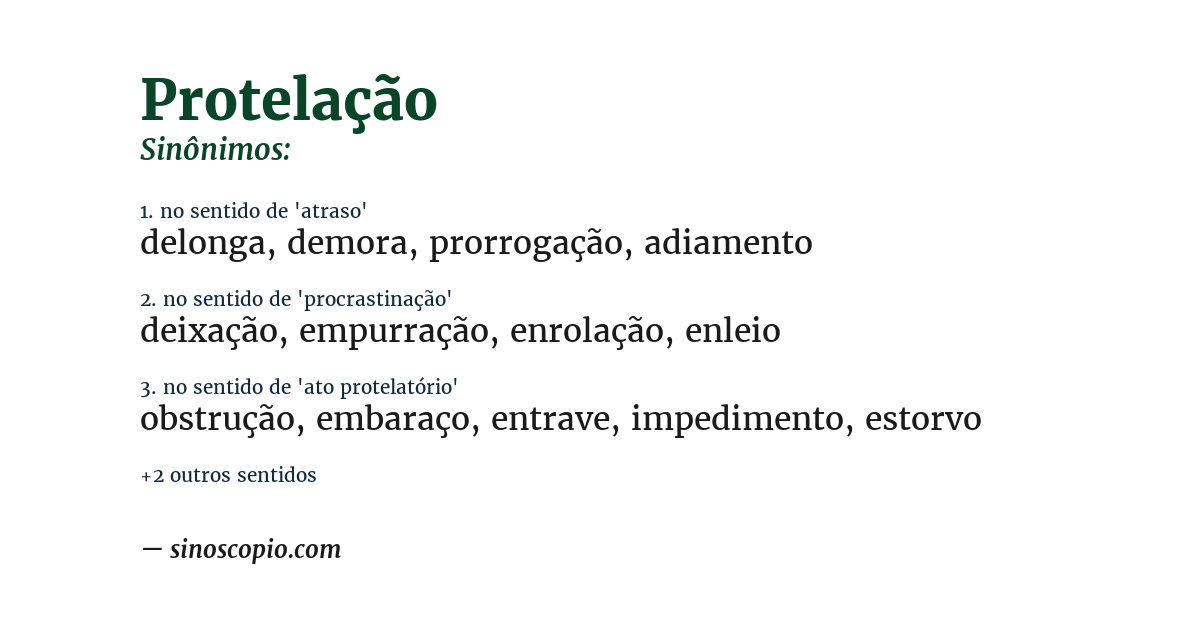 Sinônimo de protelação
