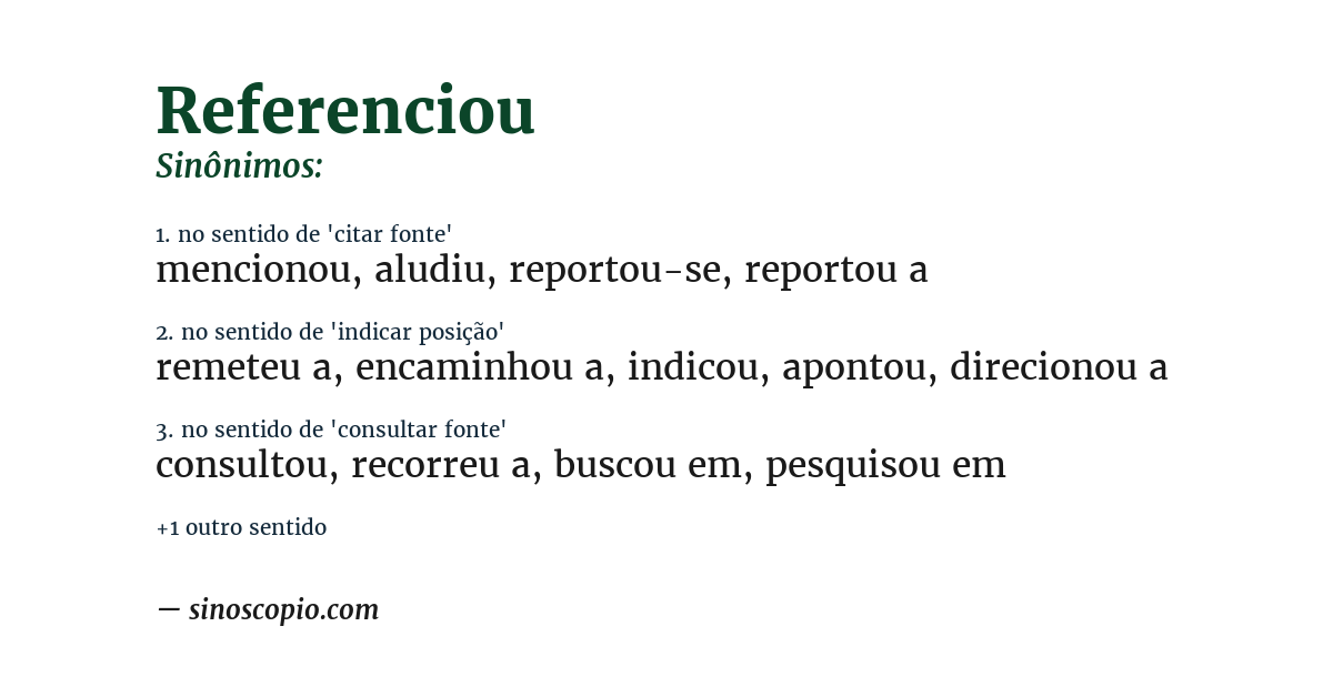 Sinônimo de referenciou