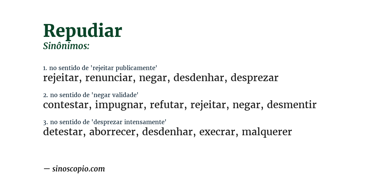 Sinônimo de repudiar
