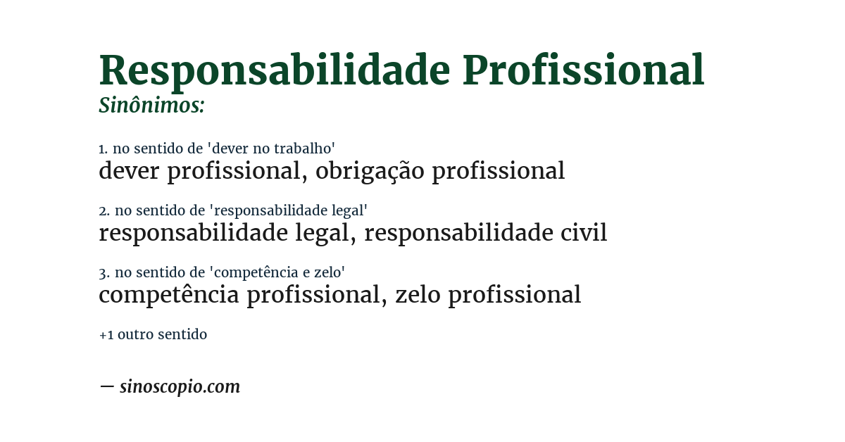 Sinônimo de responsabilidade profissional