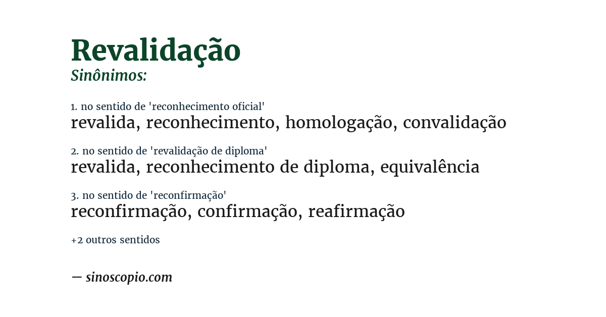 Sinônimo de revalidação