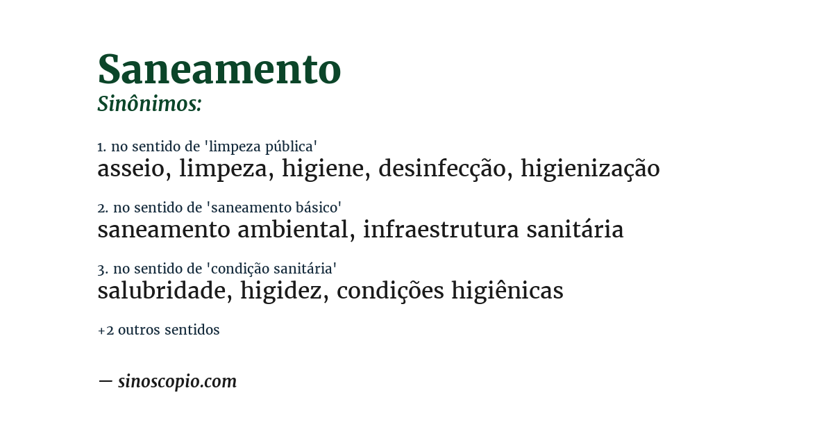 Sinônimo de saneamento