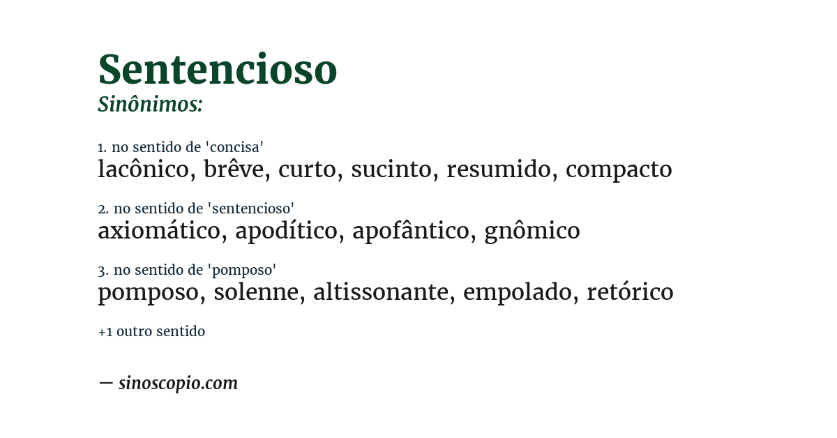 Sinônimo de sentencioso