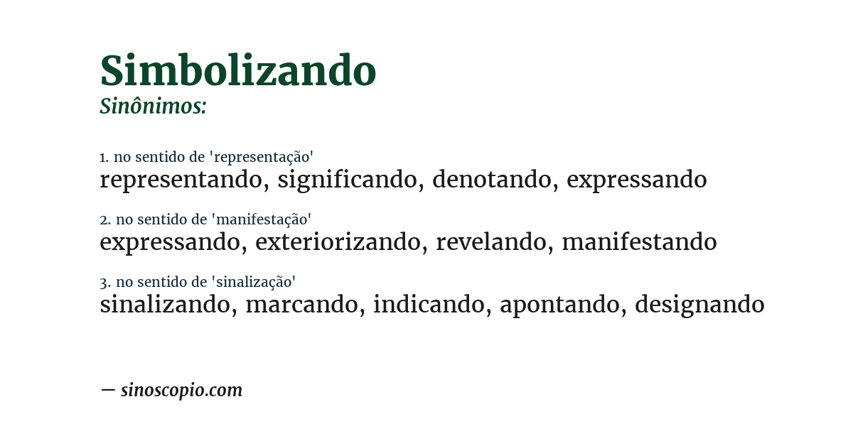 Sinônimo de simbolizando