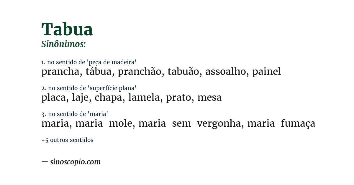 Sinônimo de tabua