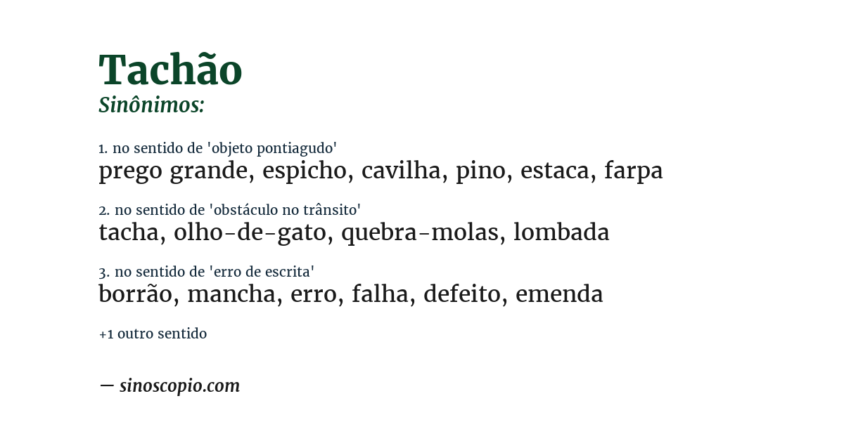 Sinônimo de tachão