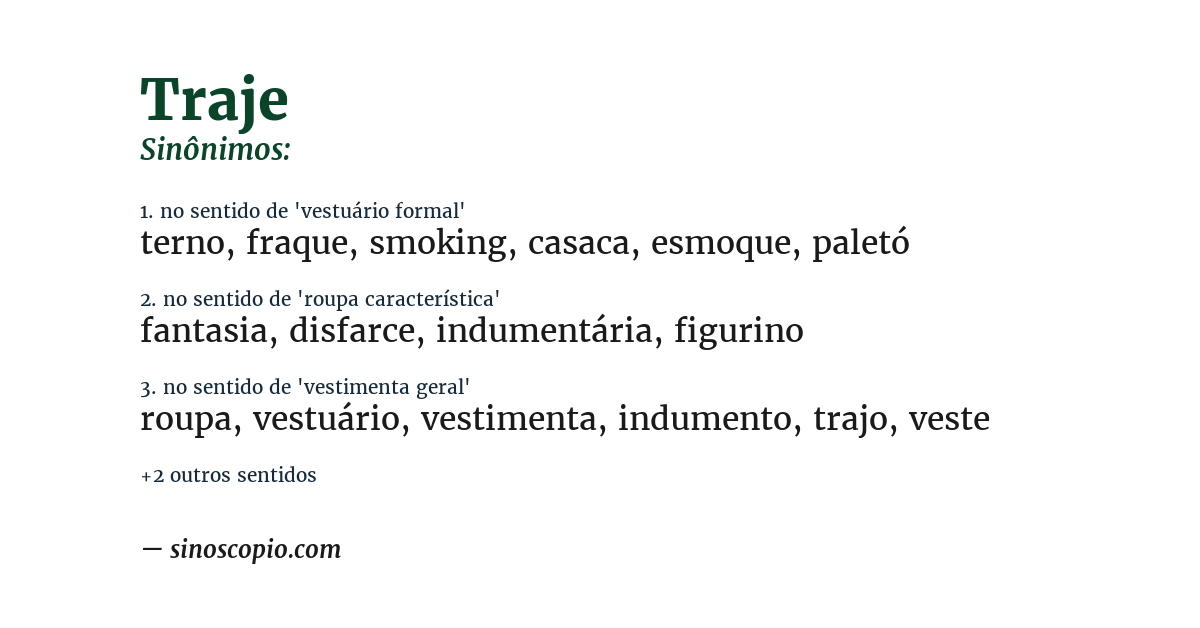 Sinônimo de traje