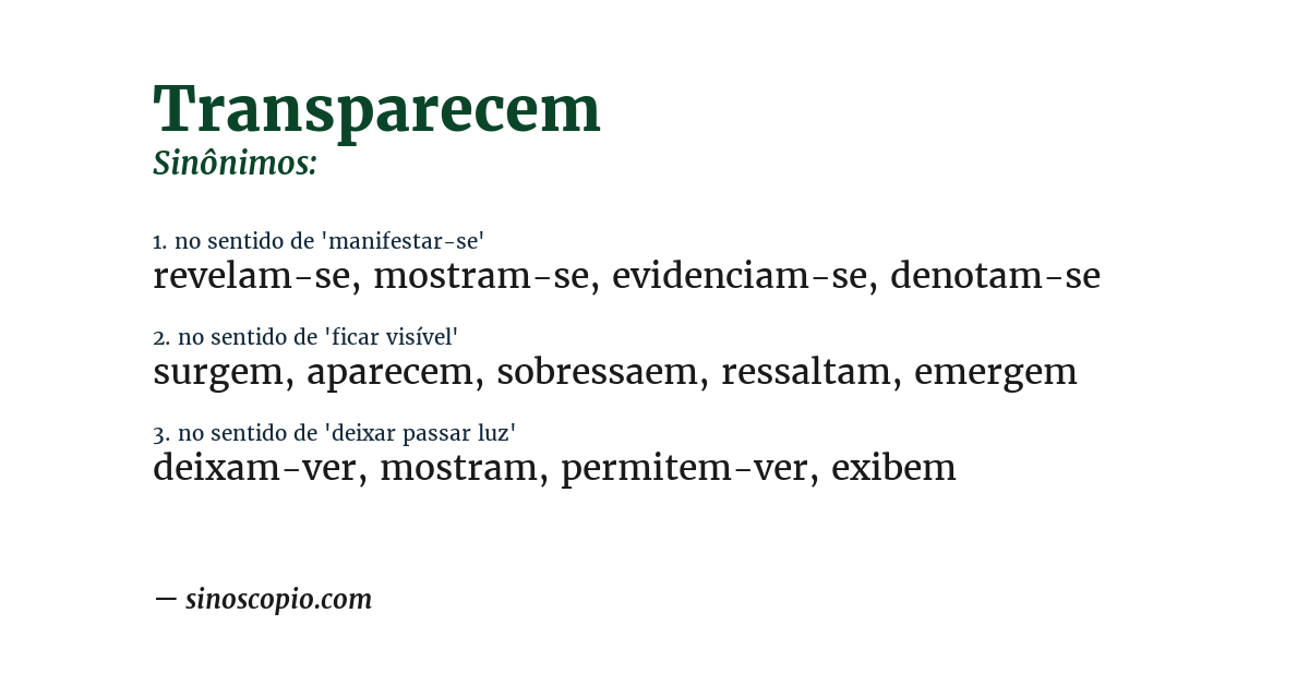 Sinônimo de transparecem