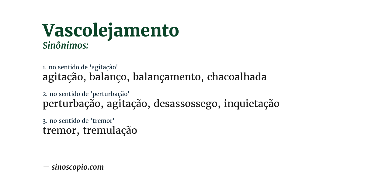 Sinônimo de vascolejamento
