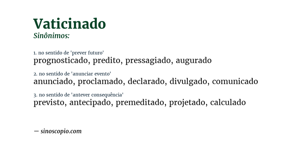 Sinônimo de vaticinado