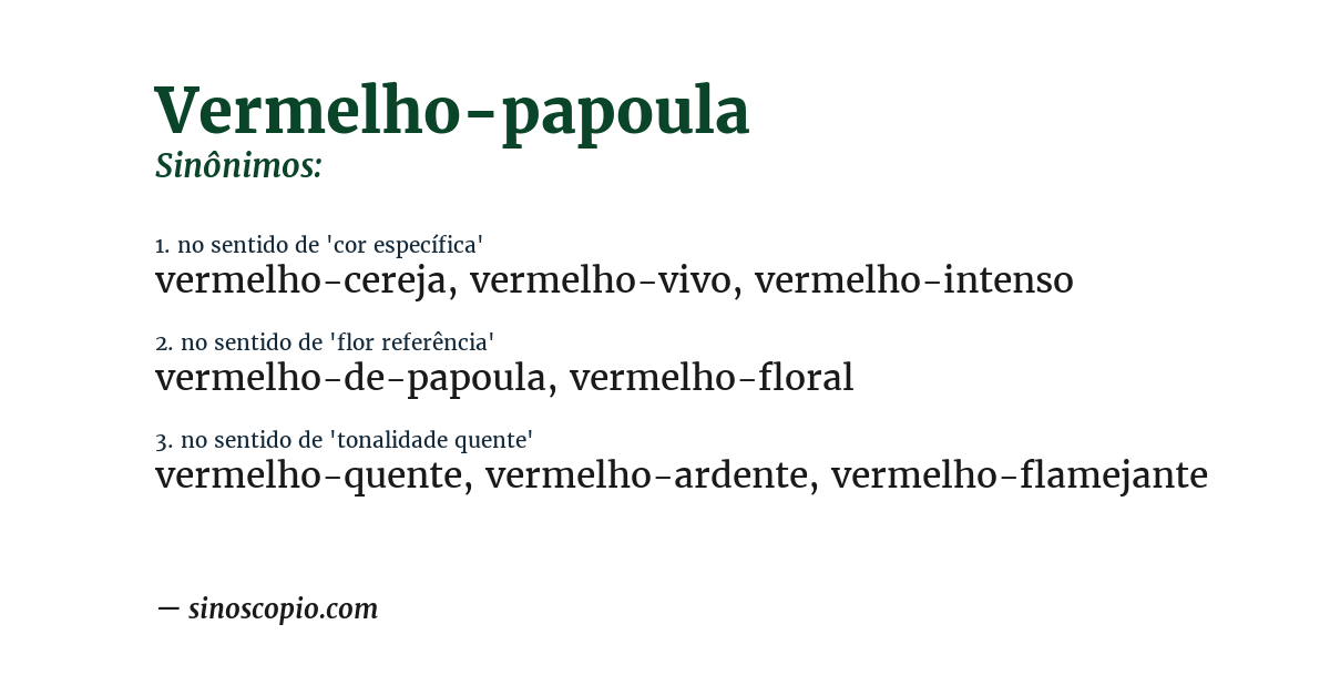 Sinônimo de vermelho-papoula