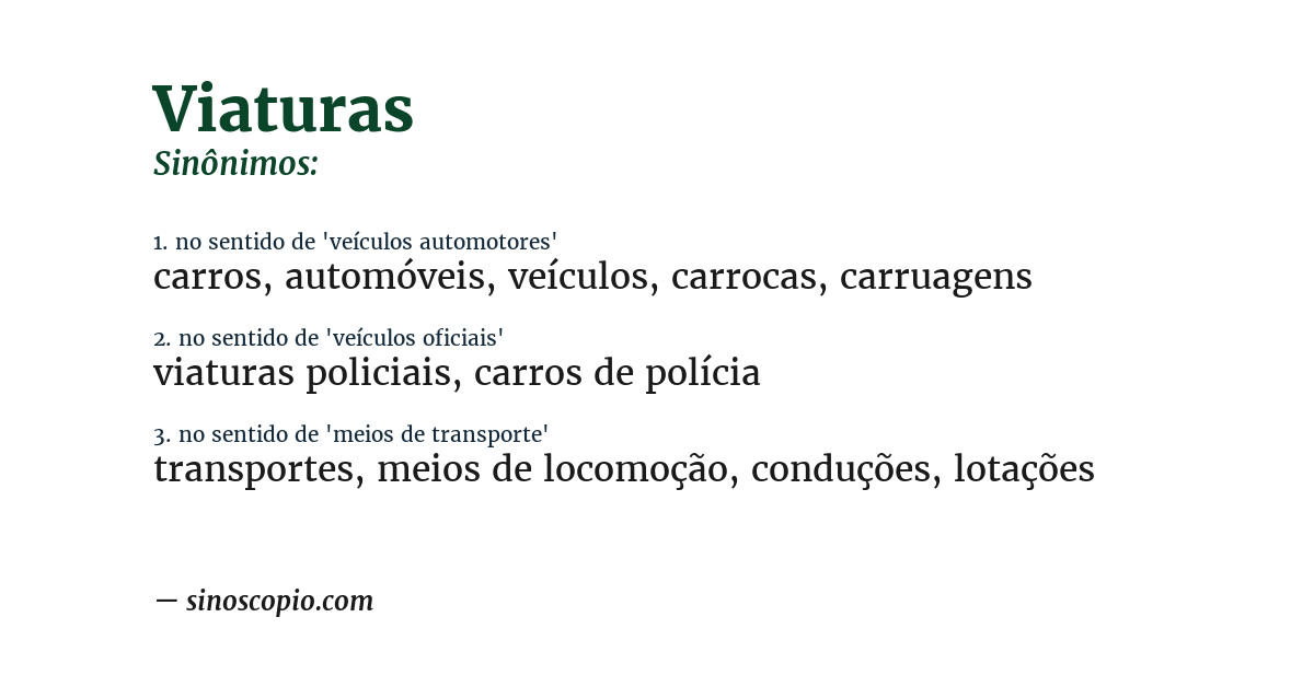Sinônimo de viaturas