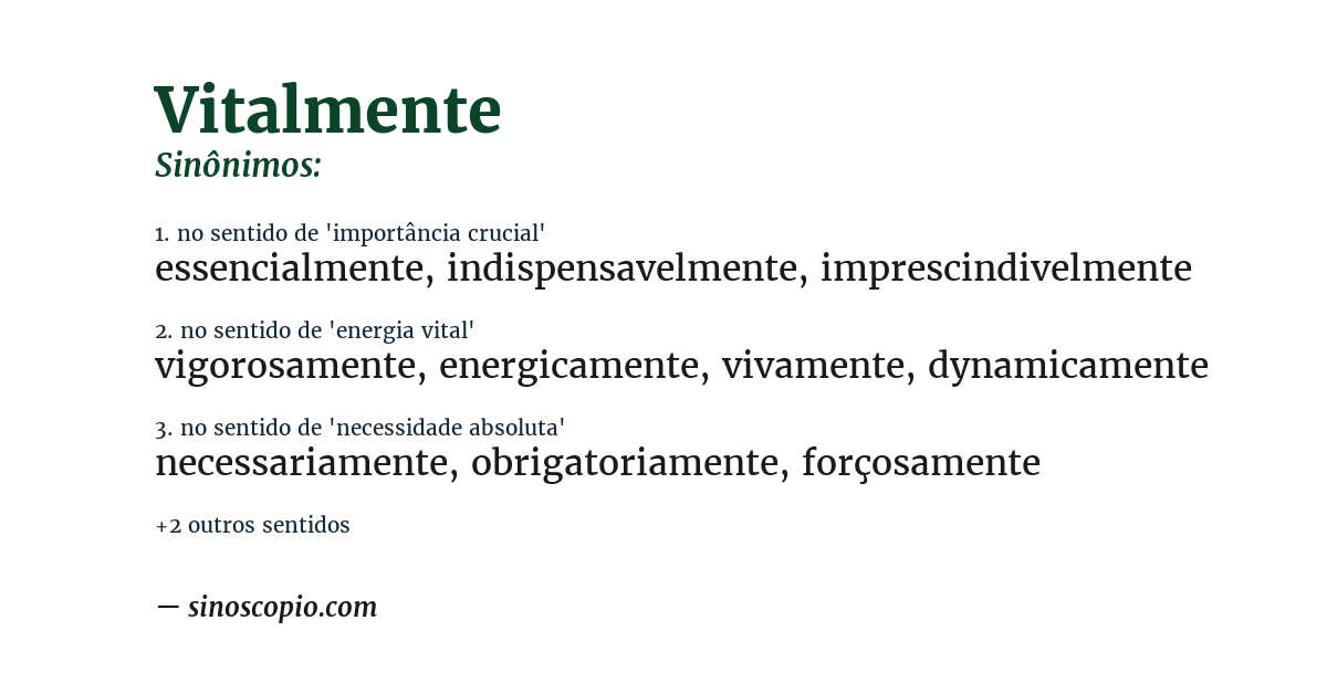 Sinônimo de vitalmente