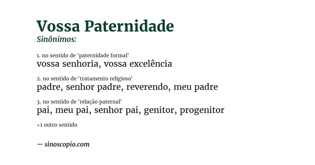 Sinônimo de vossa paternidade