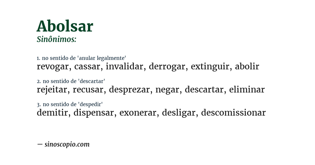 Sinônimo de abolsar