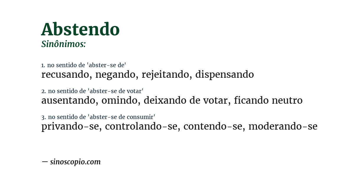 Sinônimo de abstendo
