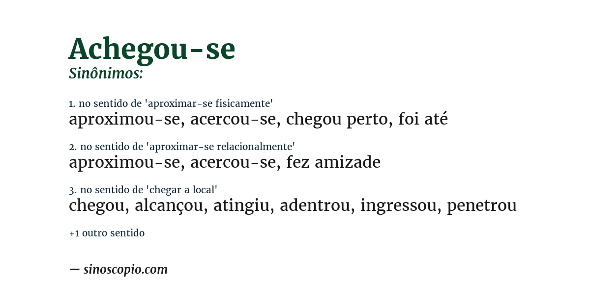 Sinônimo de achegou-se