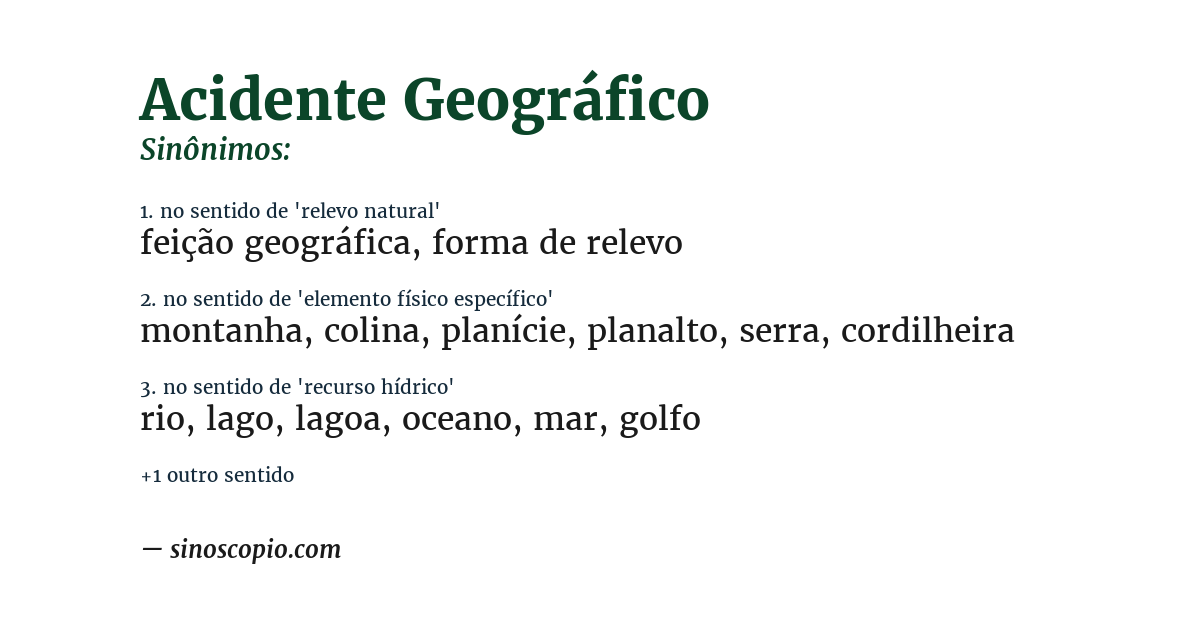 Sinônimo de acidente geográfico