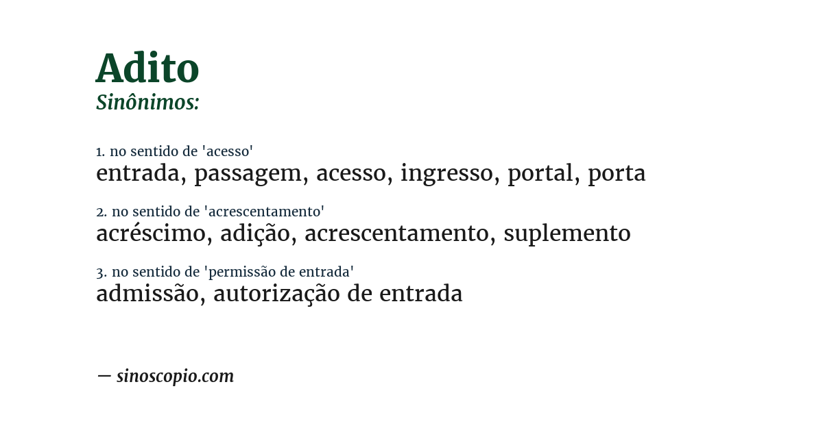 Sinônimo de adito