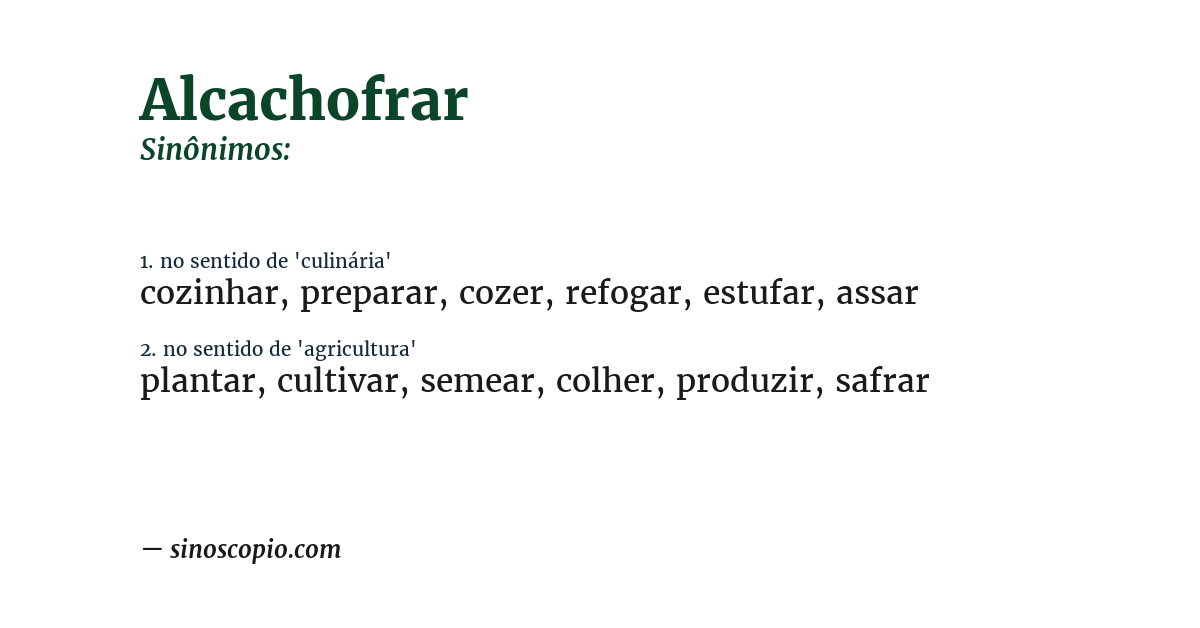 Sinônimo de alcachofrar