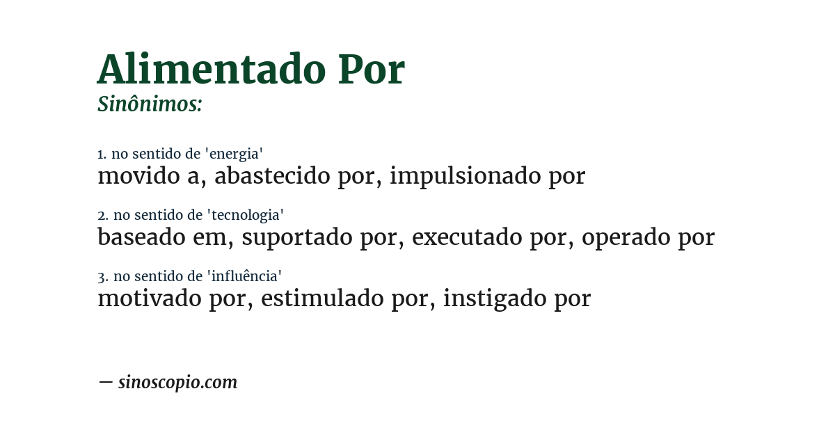 Sinônimo de alimentado por