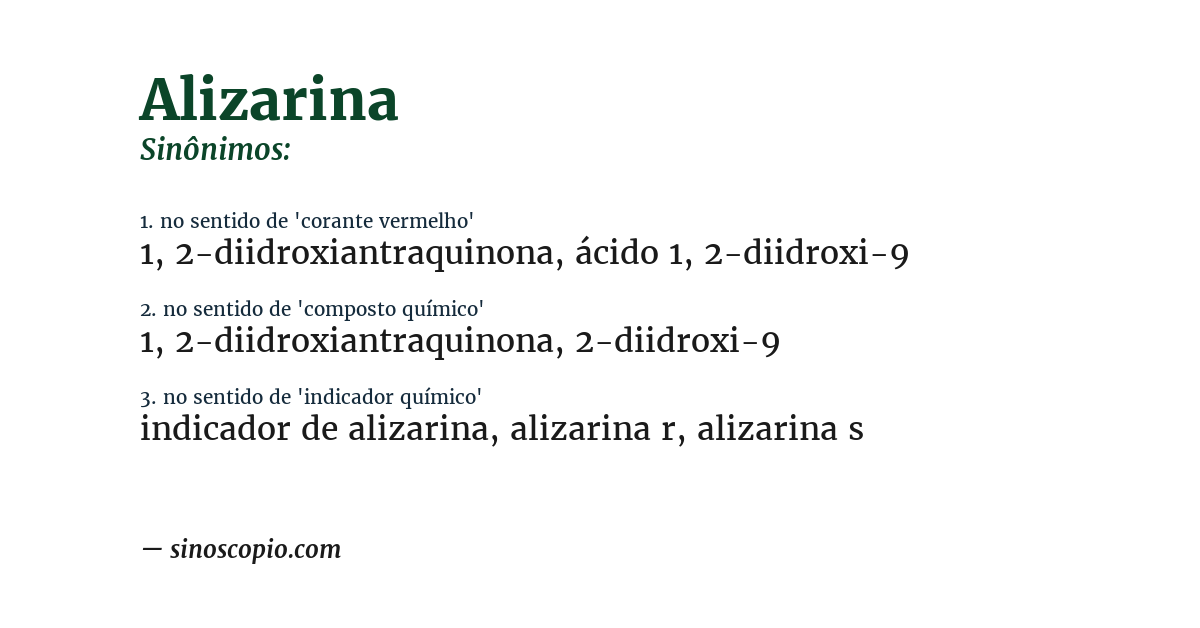 Sinônimo de alizarina