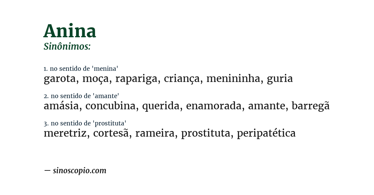 Sinônimo de anina