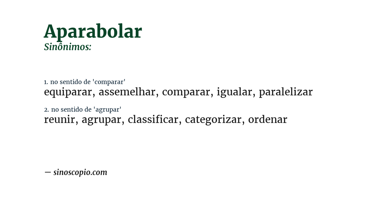 Sinônimo de aparabolar