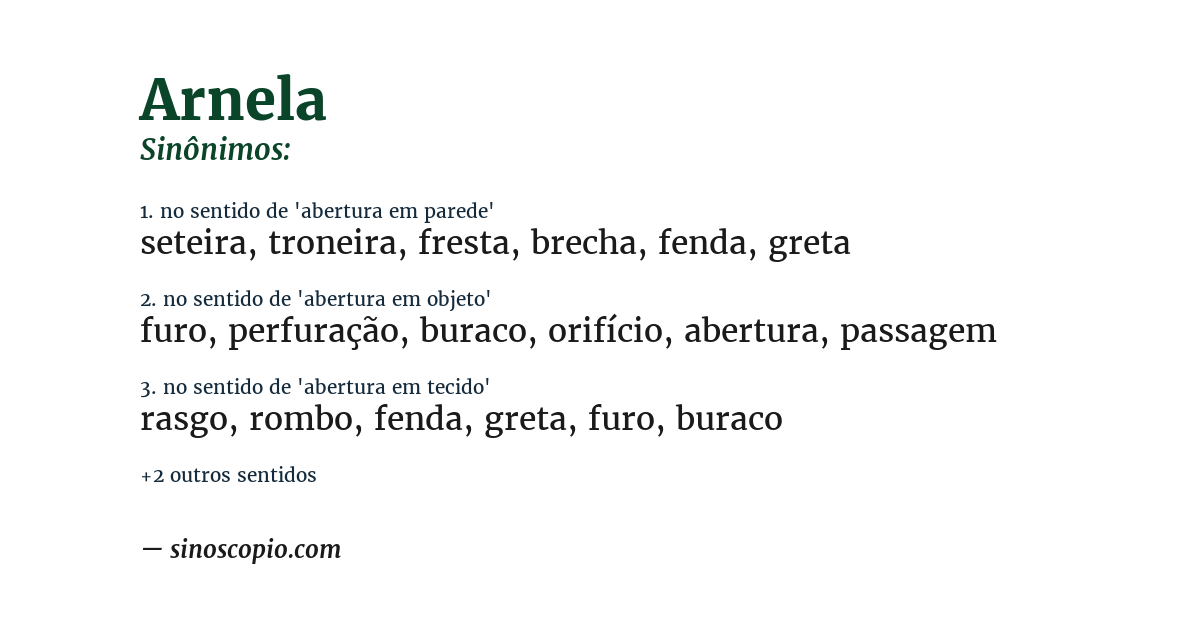 Sinônimo de arnela