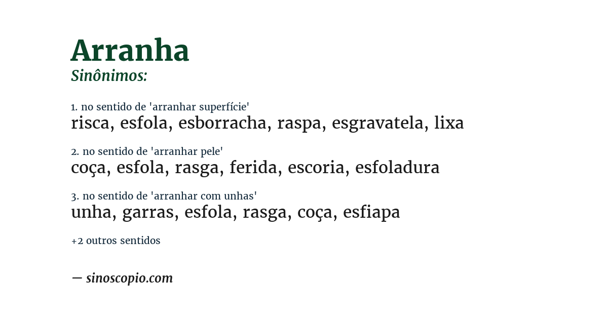 Sinônimo de arranha