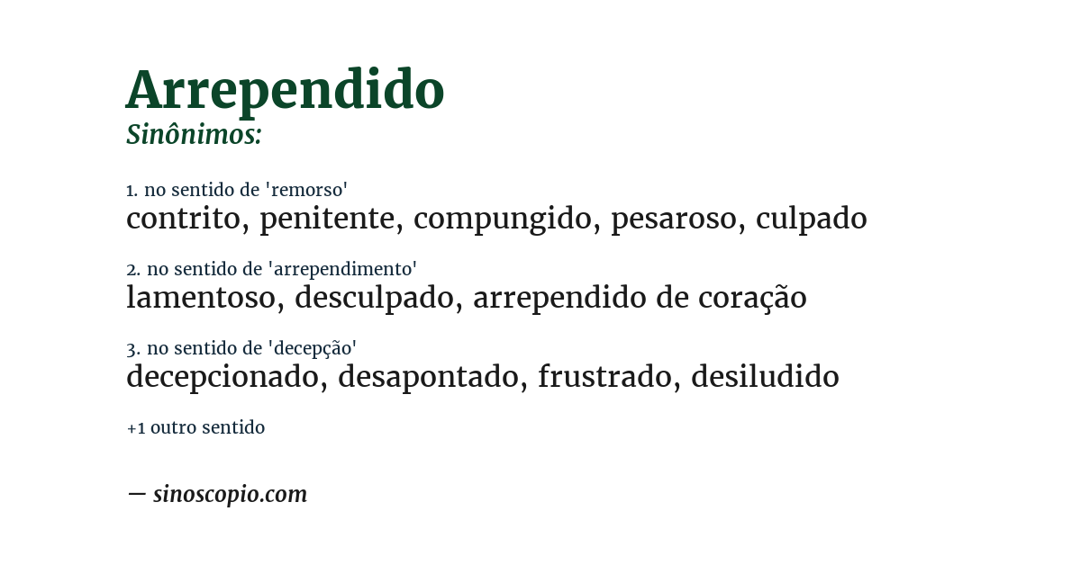 Sinônimo de arrependido