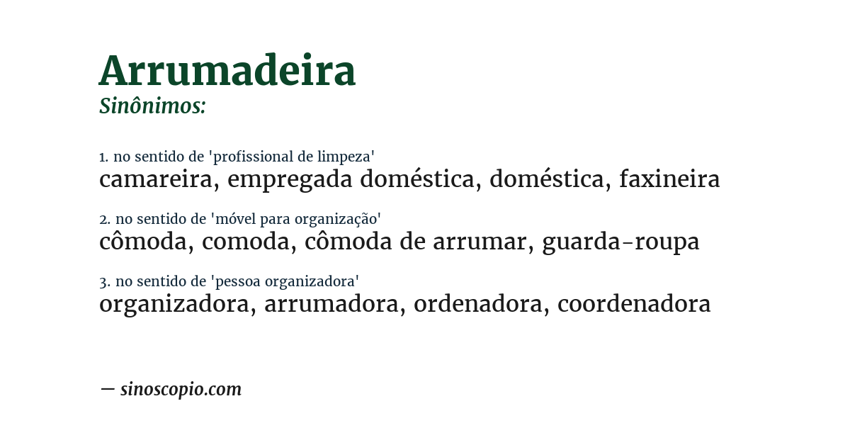 Sinônimo de arrumadeira