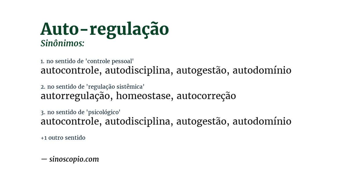 Sinônimo de auto-regulação