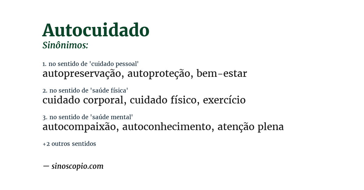Sinônimo de autocuidado