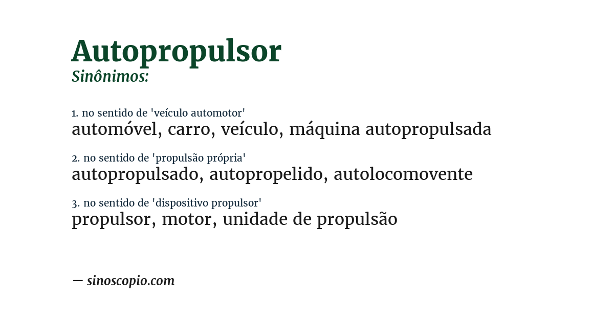 Sinônimo de autopropulsor