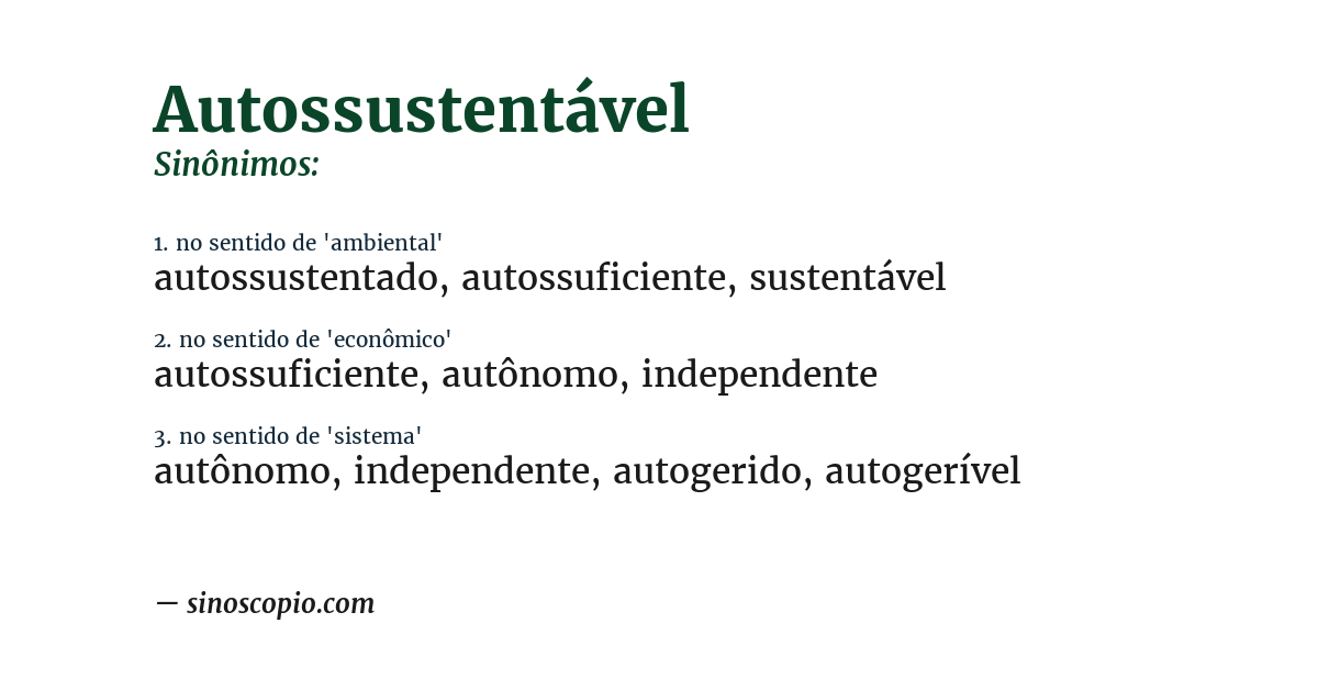 Sinônimo de autossustentável
