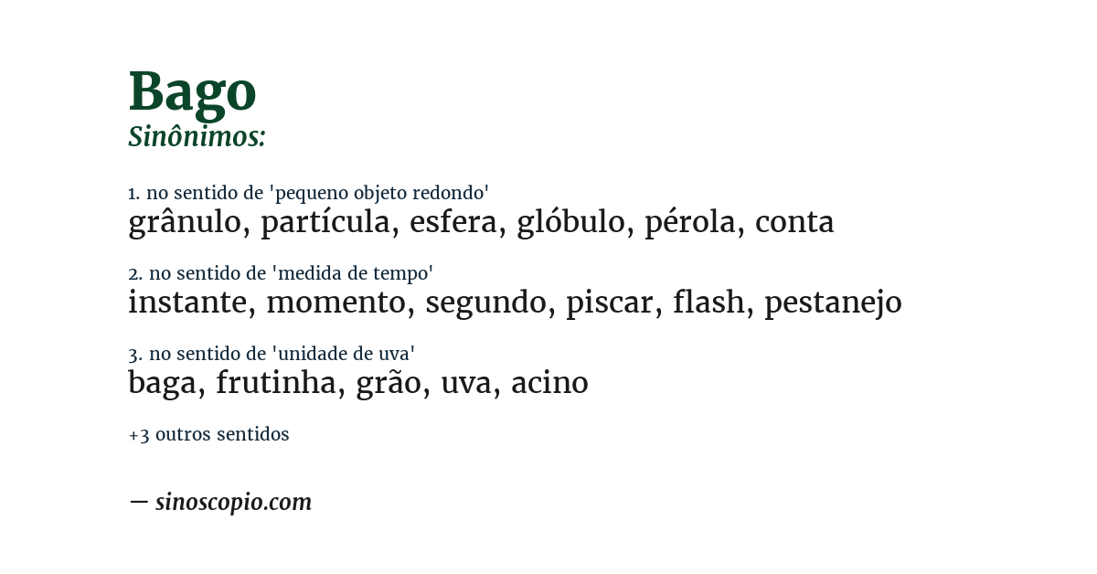 Sinônimo de bago