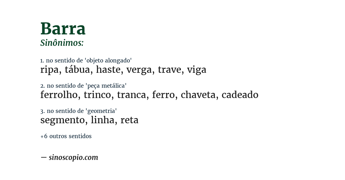 Sinônimo de barra